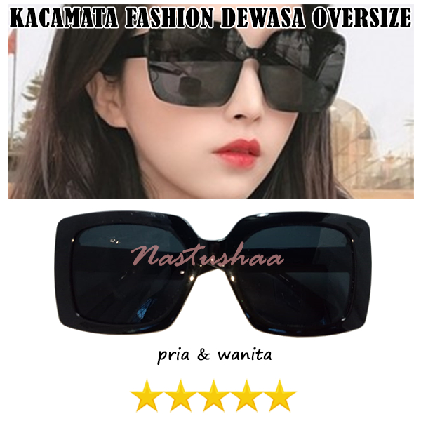 Kacamata Fashion Dewasa Model Oversize Lensa HItam Anti Uv Frame Kotak Coock Untuk Pria/Wanita Unisex