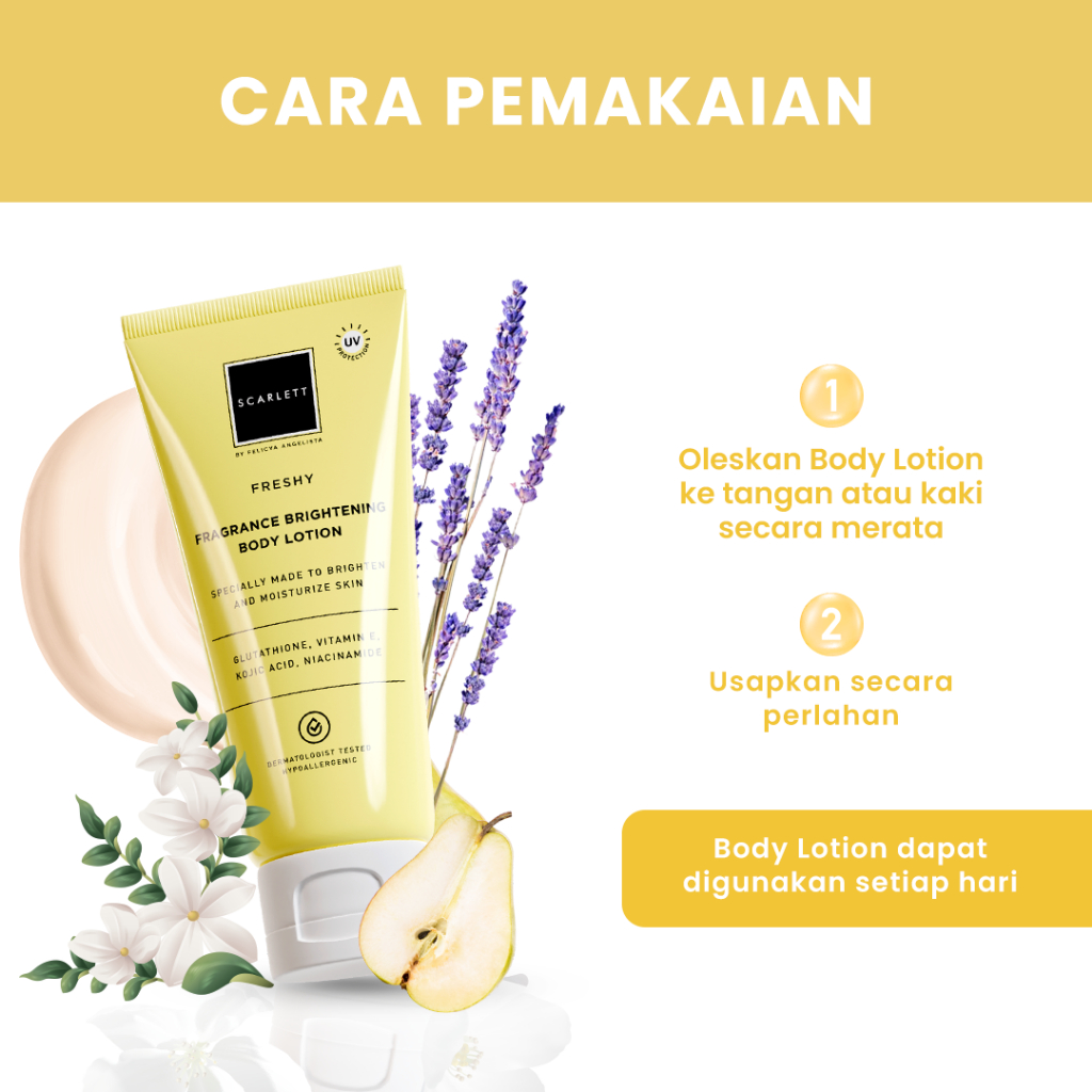 Scarlett Whitening Body Lotion Series Freshy Charming Jolly Romansa Tube 180ml
