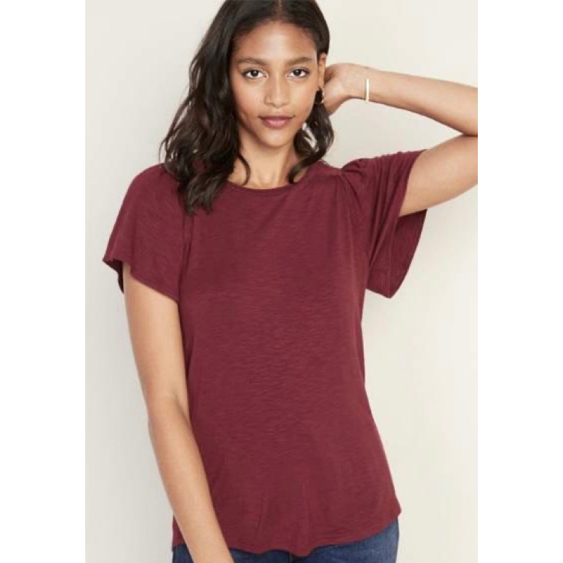 Old Navy ONT Relaxed Fluttersleeve Blouse | Kaos Wanita Polos