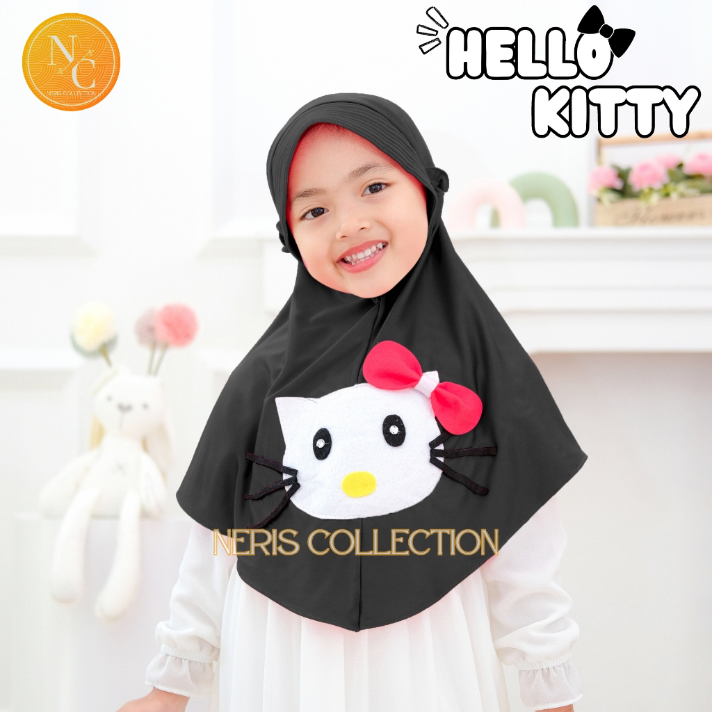 Bergo Anak Variasi Hello Kitty / Hijab Anak TK Kekinian / Hijab Anak TK Tali Karet / Jilbab Anak Kar
