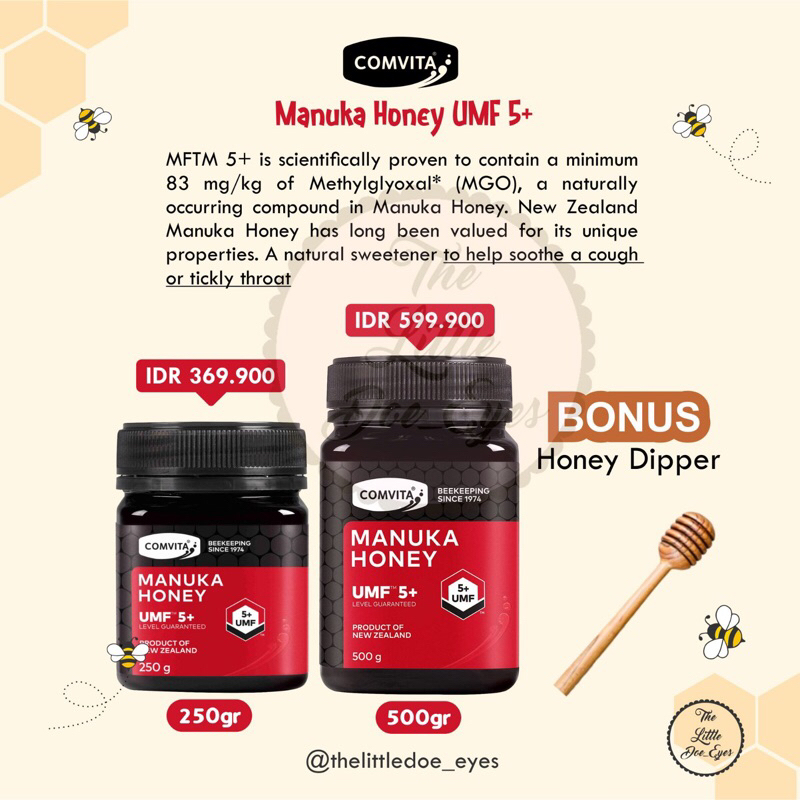 Comvita Manuka Honey UMF 5+ 250gr / 500gr BONUS Honey dipper