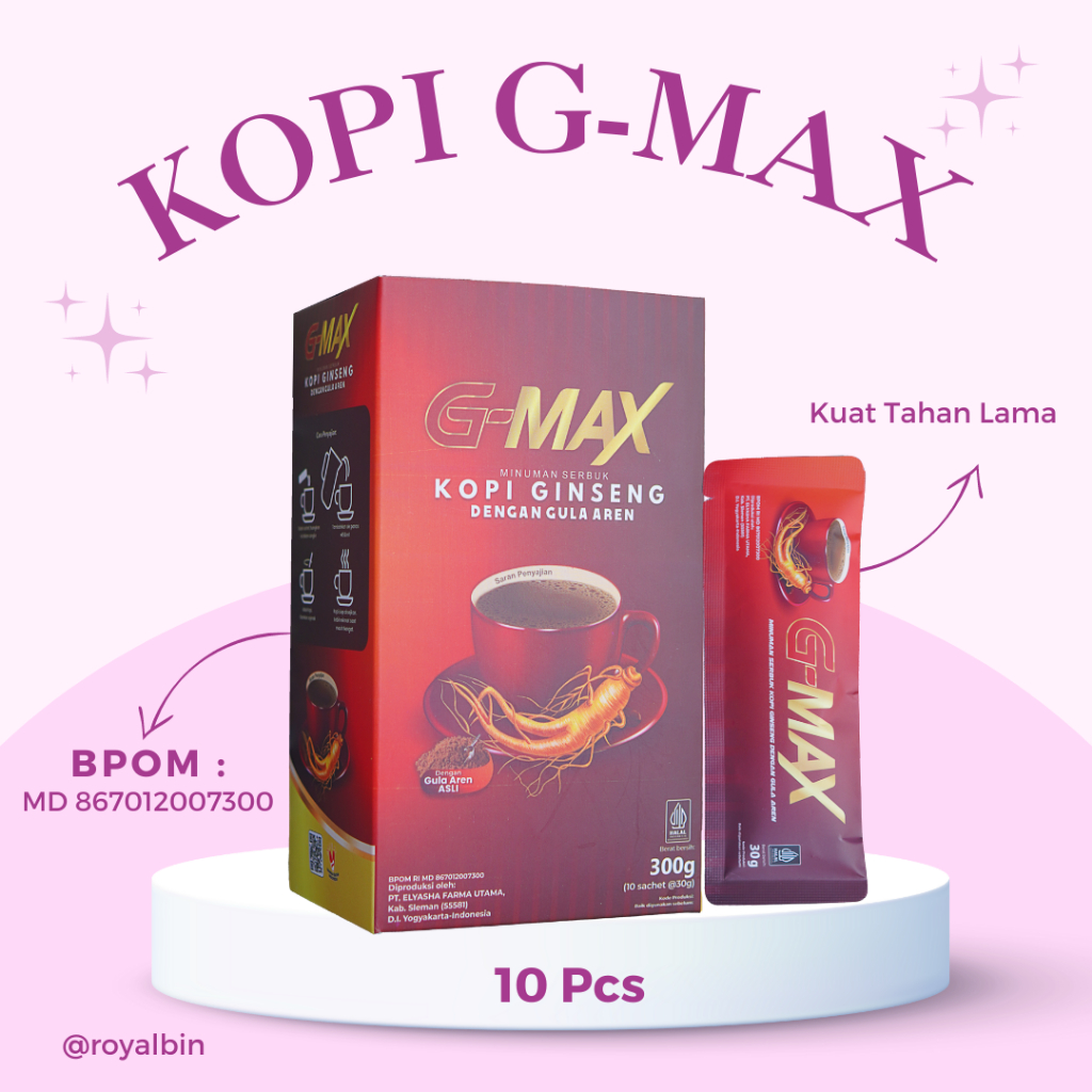 

GMAX Kopi Serbuk Bubuk Stamina Kopi Jamu Kuat Stamina Pria Agar Tahan Lama BPOM