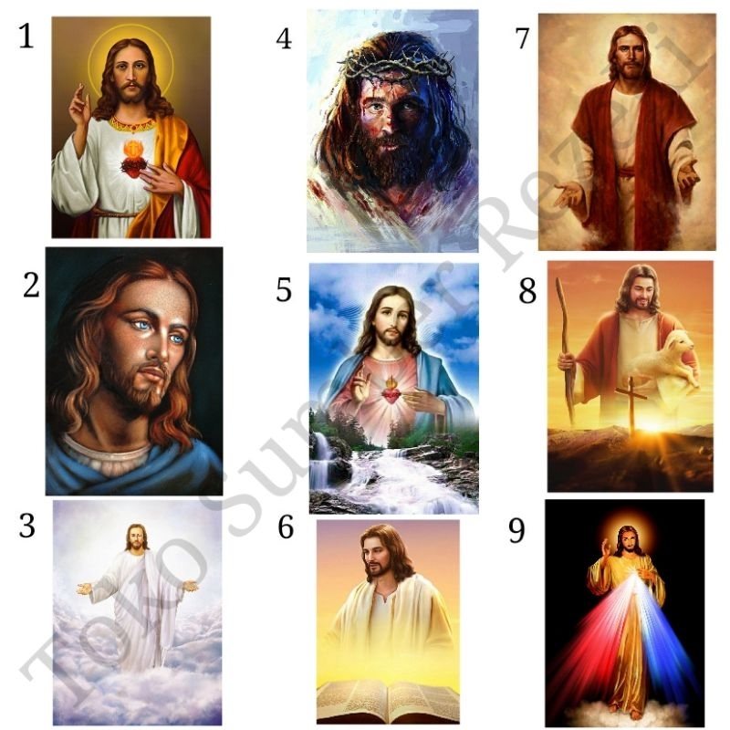 Big Poster Wajah Tuhan Yesus Kristus Lukisan Face Jesus Wallpaper Foto Canvas Paper Pajangan Dinding