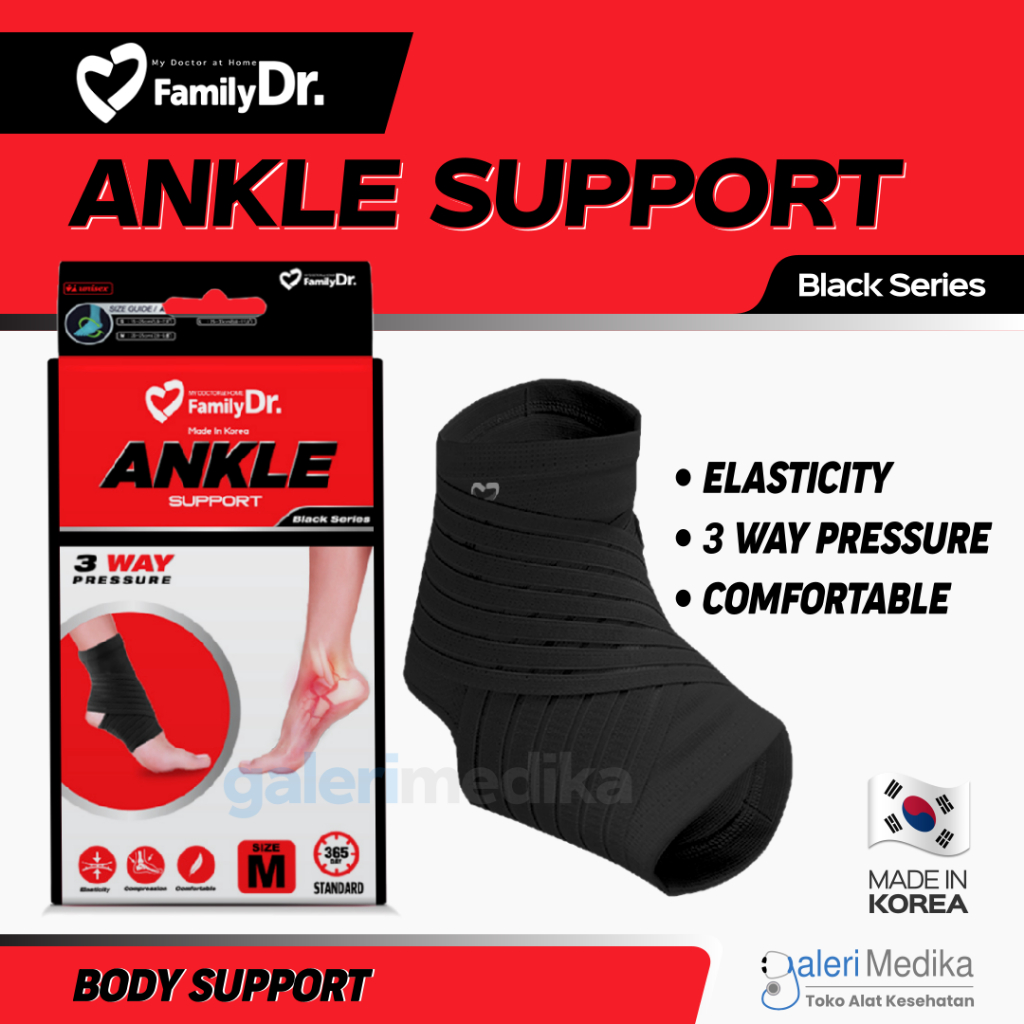 Pelindung Kaki FamilyDr Ankle Support Pergelangan Kaki / Melindungi Telapak Kaki - Black Series