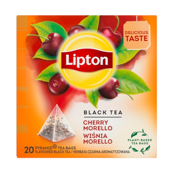 Lipton Black Tea Cherry Morello Pyramid Tea Bags 20 x 1.7 Gram