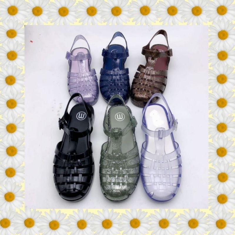 Meisha colour glitter/sandal wanita import/jelly shoes wanita/sandal jelly viral glitter