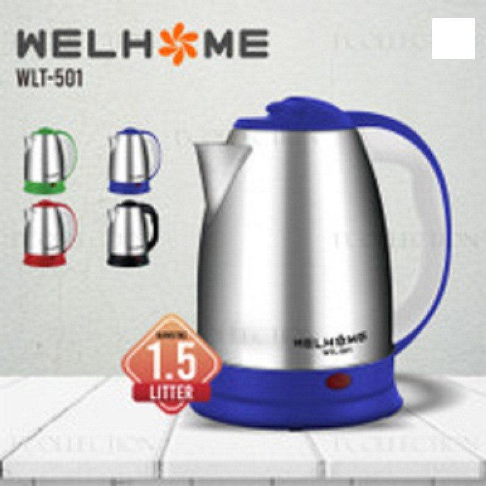 PROMO Welhome WLT-501 Kettle Listrik Body Stainless Steel 1.5L . Baru