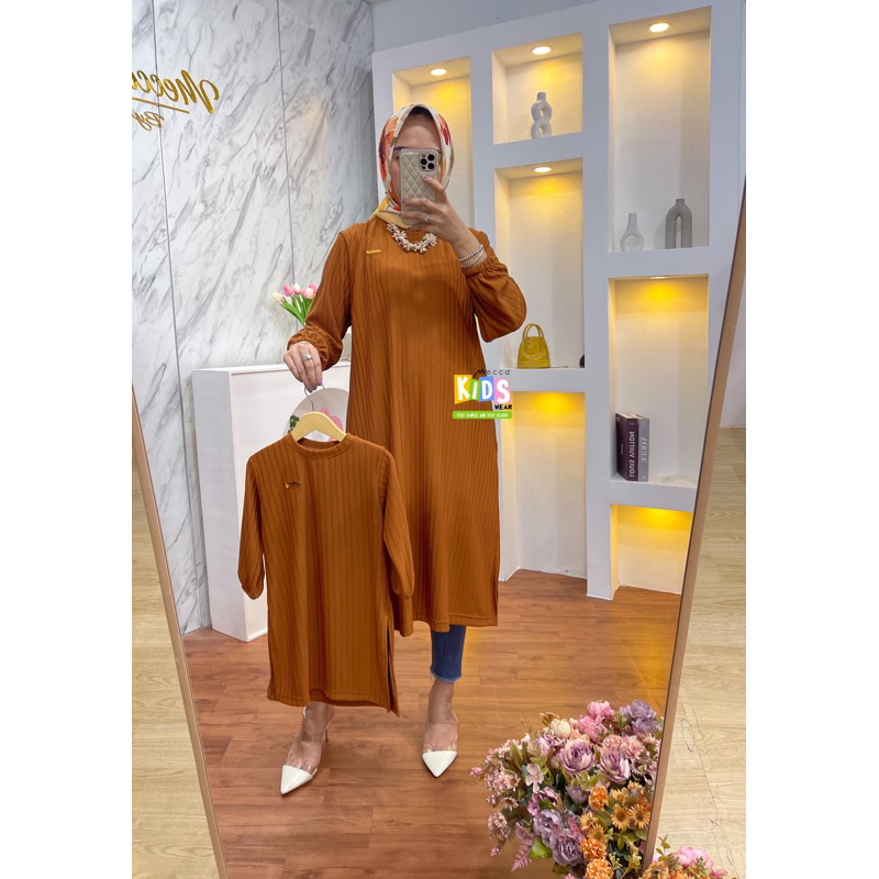 Long Tunik belah Knit Premium COUPLE MOMY N KIDS/Tunik basic Daily/ Tunik viral