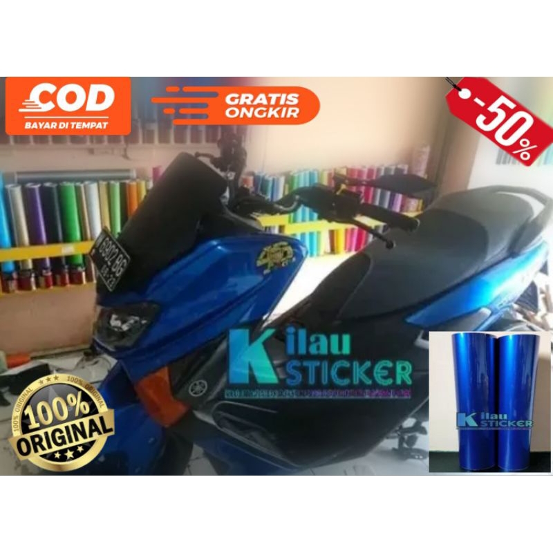 Stiker Motor Skotlet Motor Candy Warna Biru Stiker Skotlet Motor Warna Candy