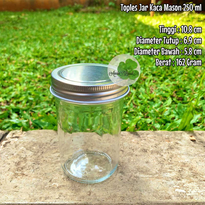 Toples Jar Kaca Mason 250 ml Alumunium Jar Kue Puding Es Cream