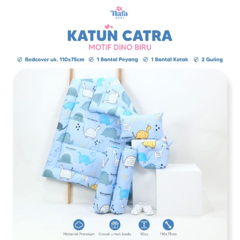 BEDCOVER BAYI SET / SELIMUT BAYI / MATRAS TIDUR BAYI NAFA BABY MOTIF  DINO BIRU