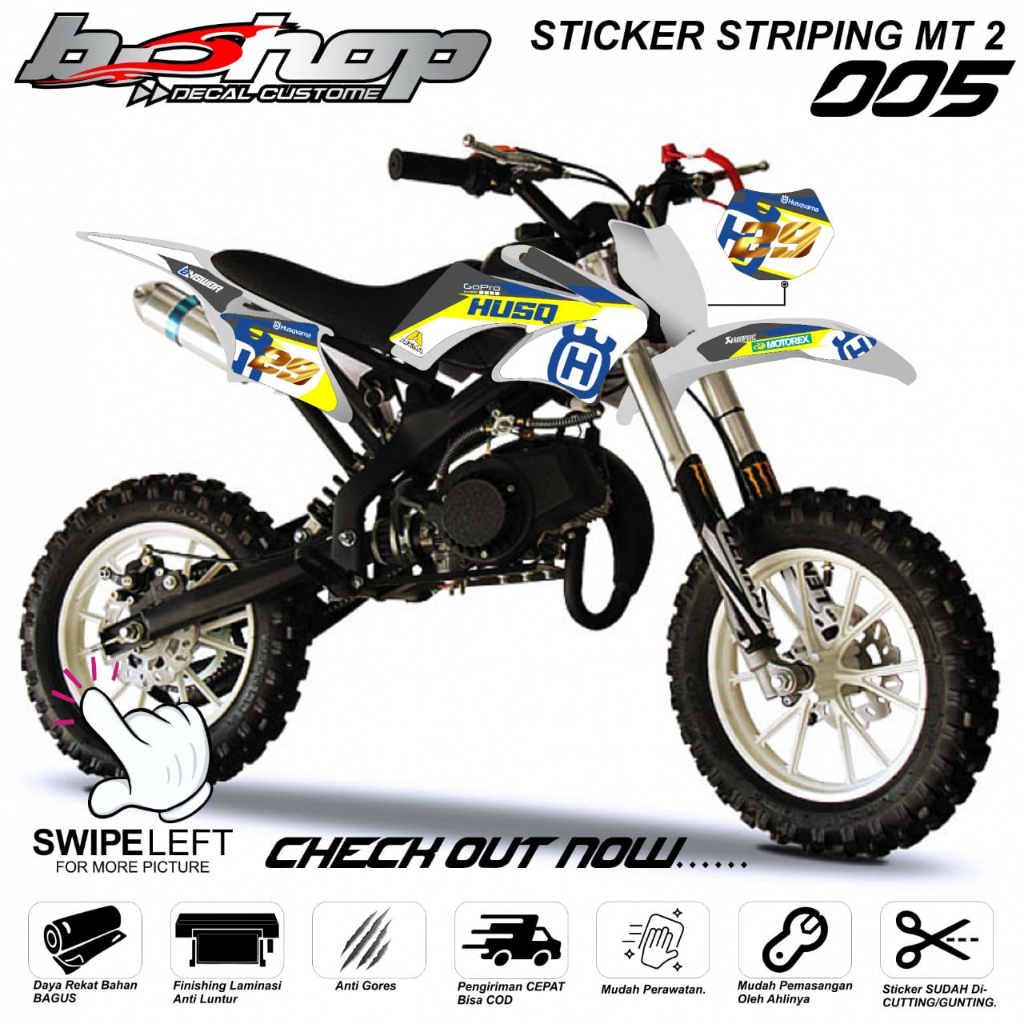 Stiker stripng mini motor trail anak MT2 tak mgx motif husq variasi keren