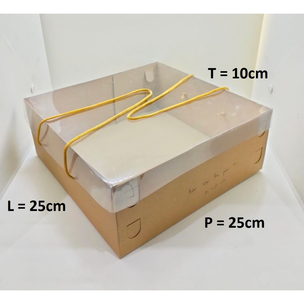 

BOX KRAFT 25X25X10 CM 5pcs TUTUP MIKA PAKAI TALI 350 GSM