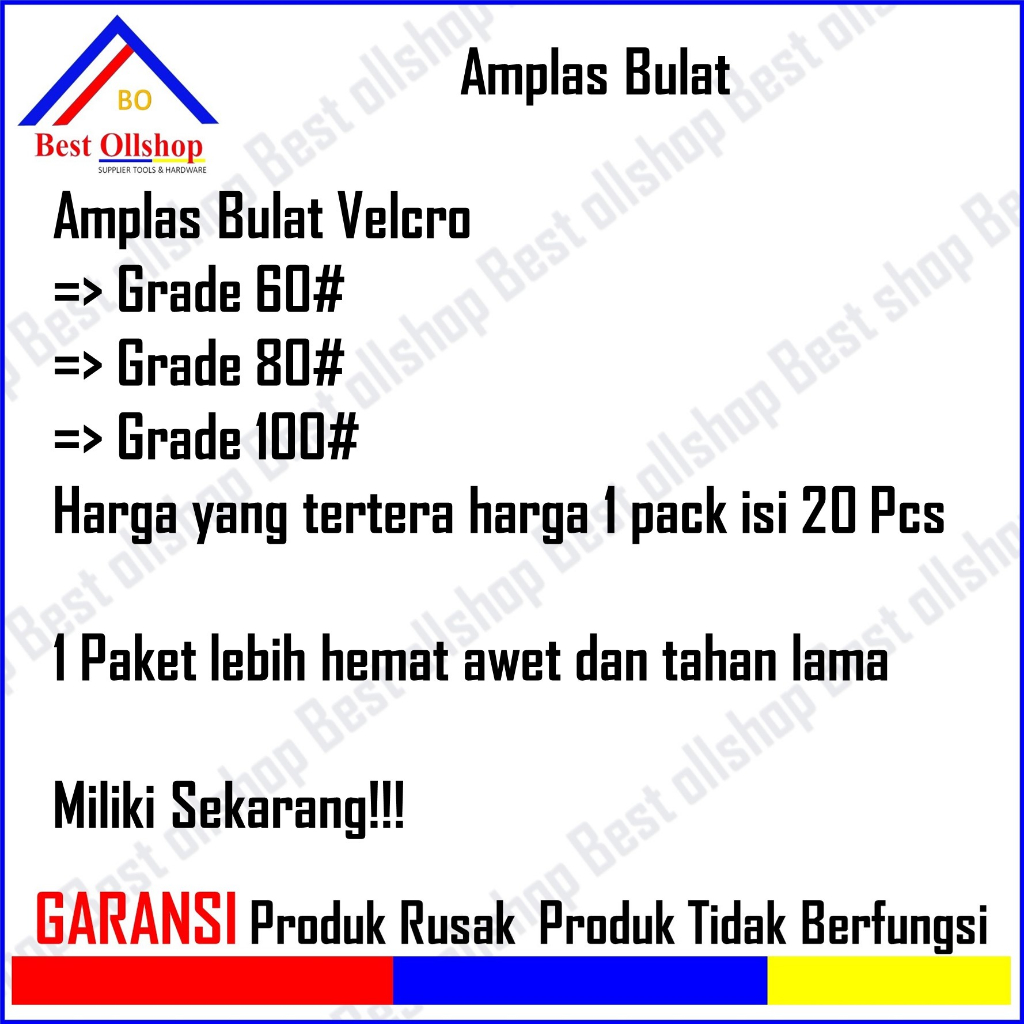 Amplas Bulat Disc Sander 4 Inch / Ampelas Bulat Amplas Gerinda Velcro 4 Inch Harga 20 Pcs