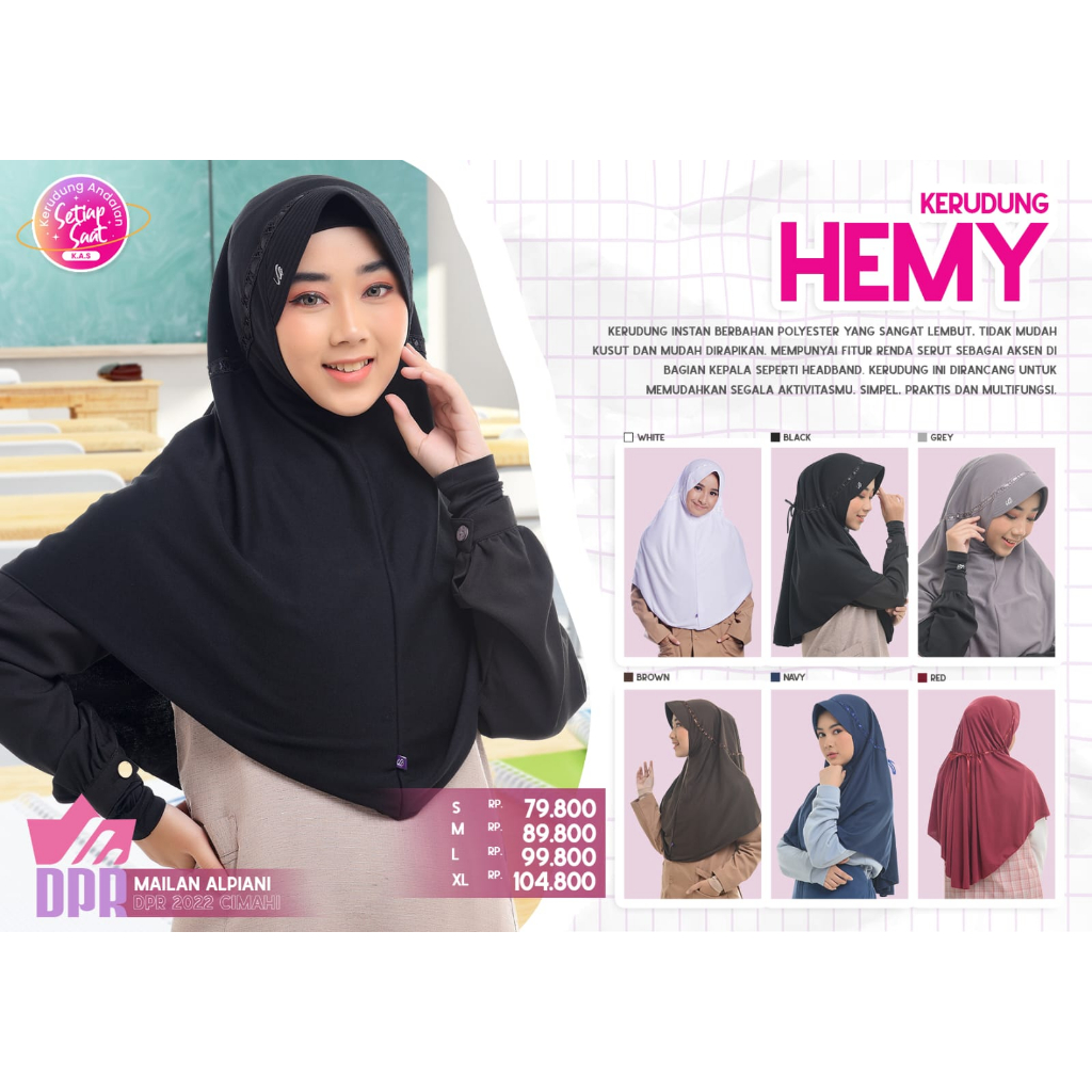 Kerudung Rabbani HEMY Ori - Jilbab Sekolah Instan