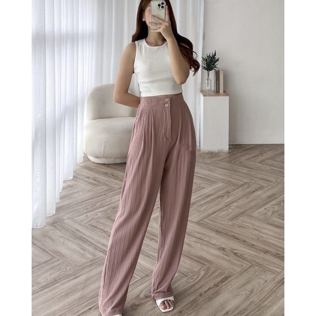 Jennie Knit Pants Celana Kulot Highwaist Knit Kancing 2 Celana Knit Wanita