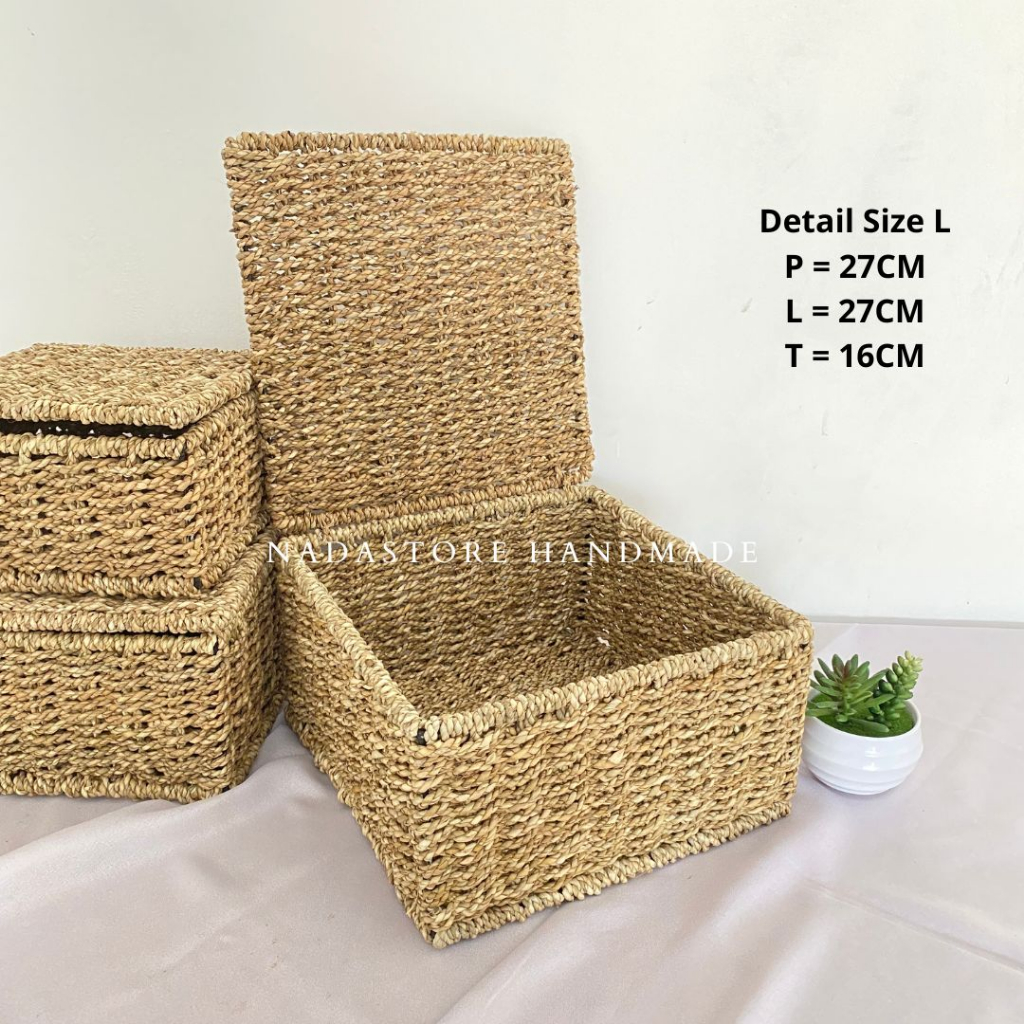 HAMPERS BOX / KOTAK PARCEL / KERANJANG  ANYAMAN SEAGRASS / HAMPERS SEAGRASS COVER