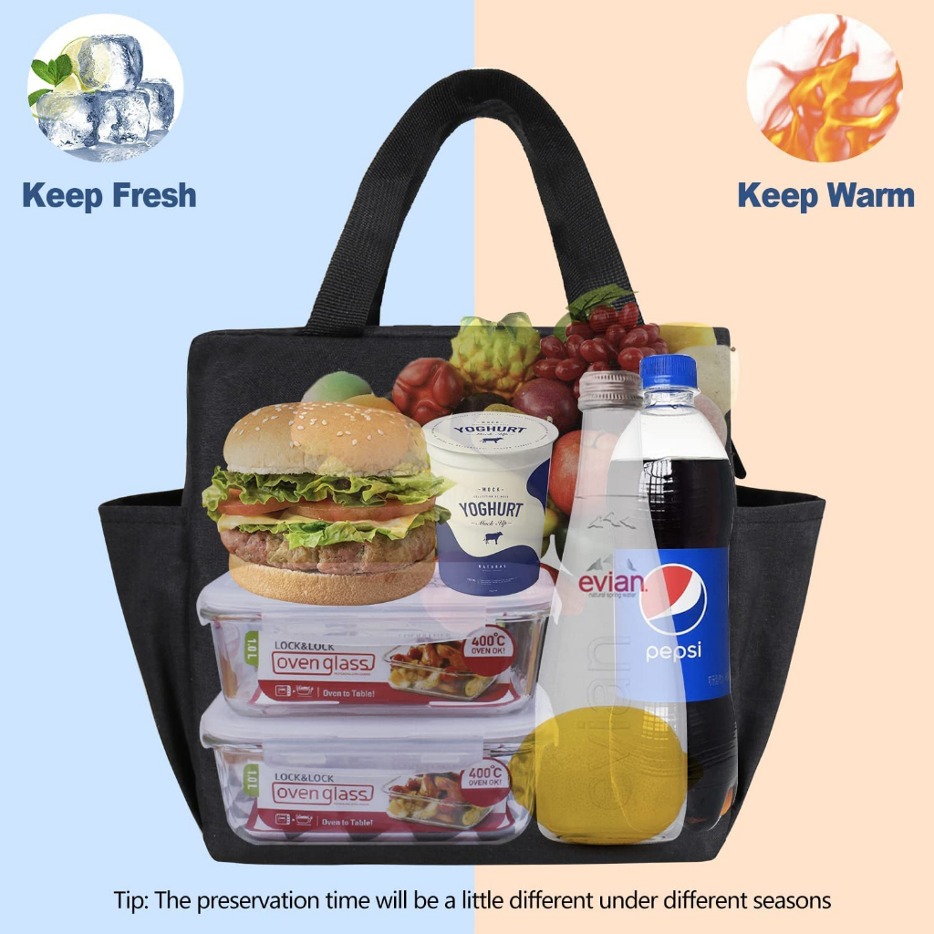 Bivilas Tas Bekal Tahan Panas Dingin Aluminium Foil Insulated Bag - H25 - Black