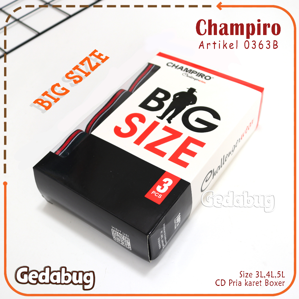 CD Pria Dewasa Champiro 0363 BIG SIZE | Celana dalam pria Karet Boxer | Gedabug