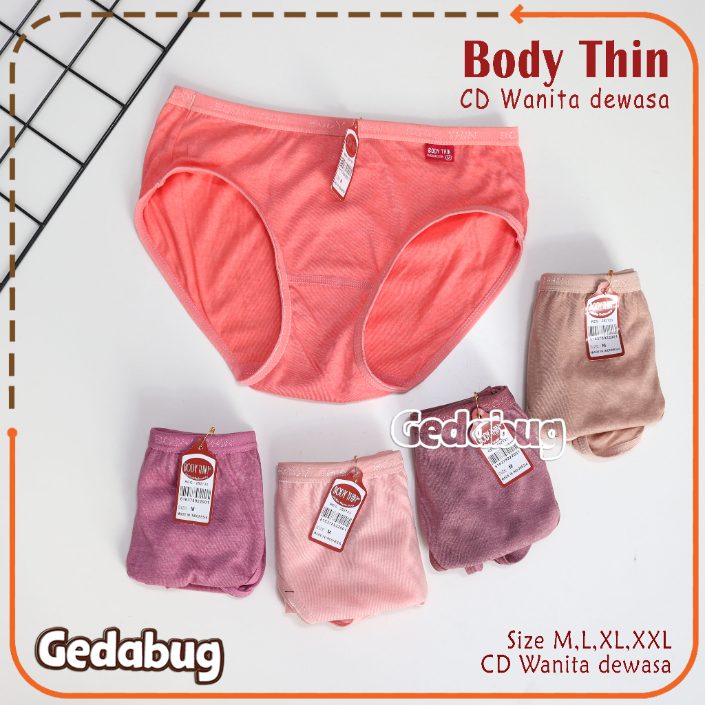6 Pcs - CD Wanita Bodythin | Celana Dalam Murah Wanita Dewasa Body Thin - Gedabug