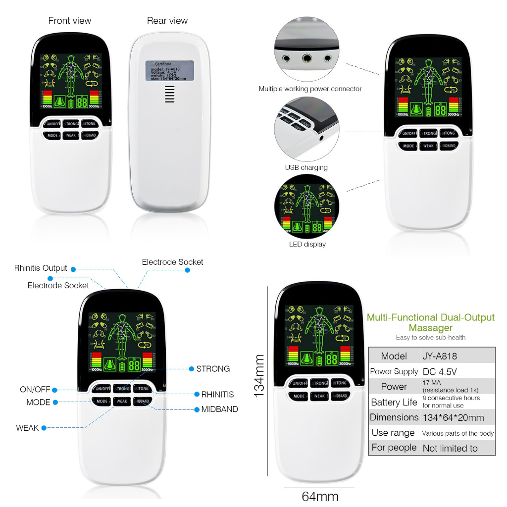 Tens Alat Pijat Elektronik EMS Terapi Digital Relaksasi Otot Electrode Massager Beurer EM 49 Unit Upgrade 4 Koyo Gel Pads Body