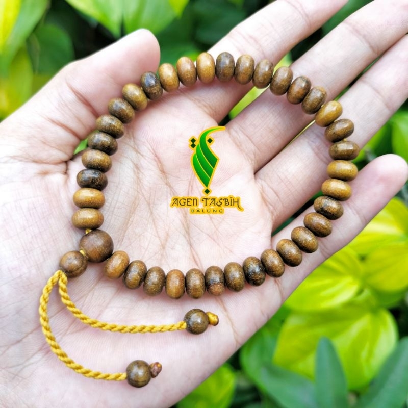 Gelang Dan Tasbih Kayu Kemuning Hitam Motif Pipih size 4×6mm COD!!!