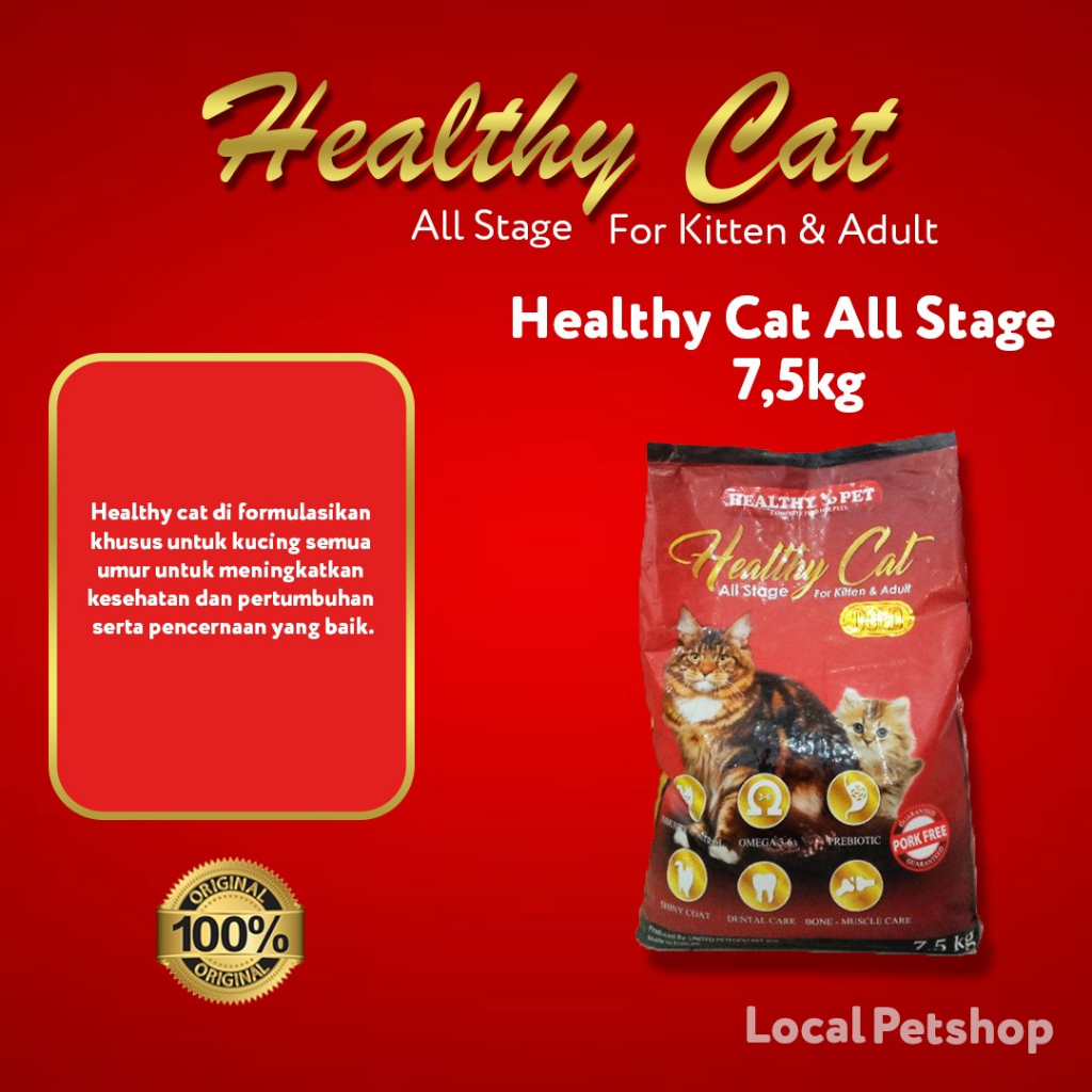 HEALTHY CAT Gold Kitten Adult Cat Food Dry All Life Stages Freshpack 7,5kg Termurah