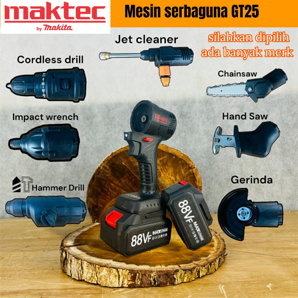 GTOOLS GT25 impact wrench bor gerinda senso chainsaw rotary cuci motor