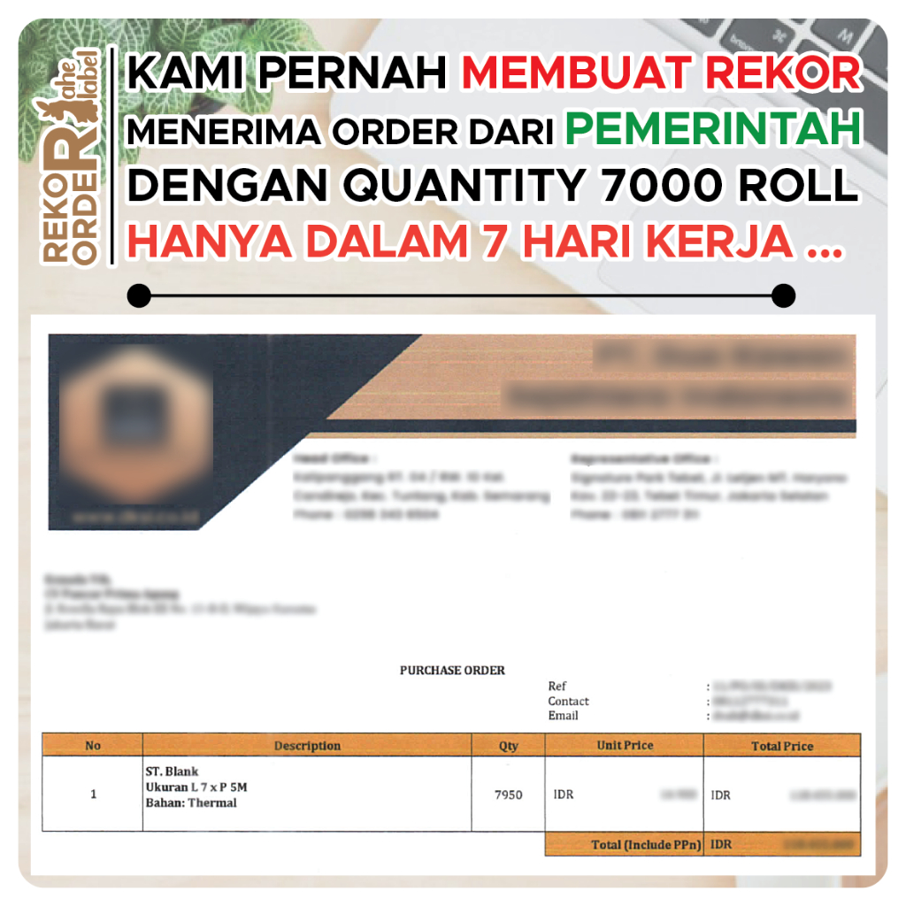 

Promo LABEL YUPO 50X25 MM STIKER VINYL WARNA 50X25 MM 4500 PCS