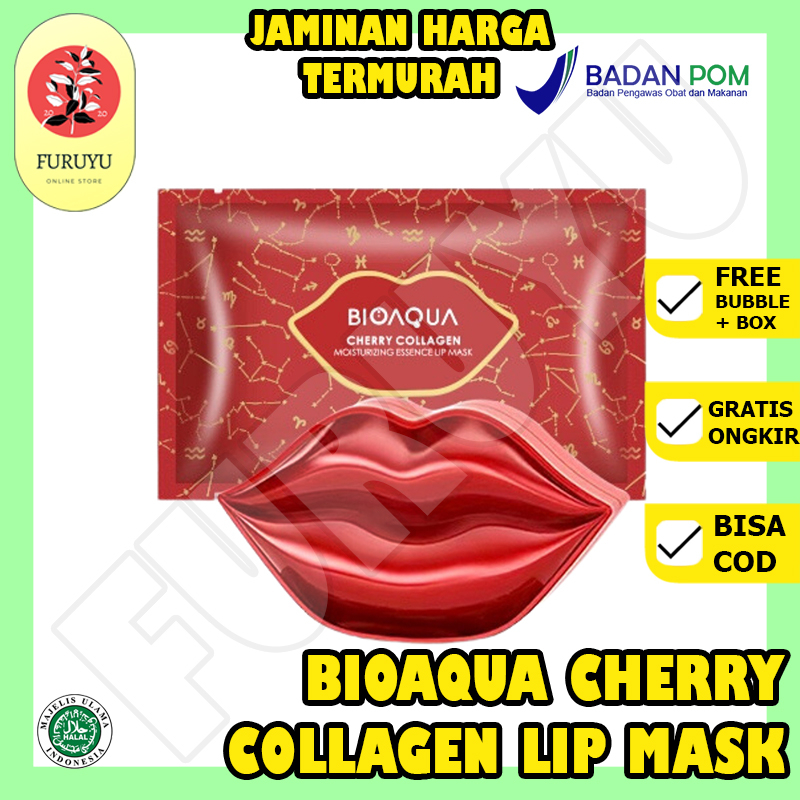 Lips mask masker bibir BIOAQUA lip mask Cherry collagen Moisturizing Essence Lip Mask 60g box masker perawatan bibir Original BPOM