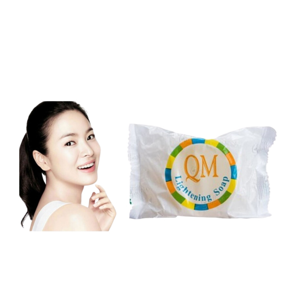 Sabun Batang Batangan Pencerah Pemutih Penghalus Kulit Wajah Muka Tubuh Badan Alami QM Brightening Soap Penghilang Bekas Luka Pengecil Poripori Pria Wanita Ori Cepat Permanen BPOM