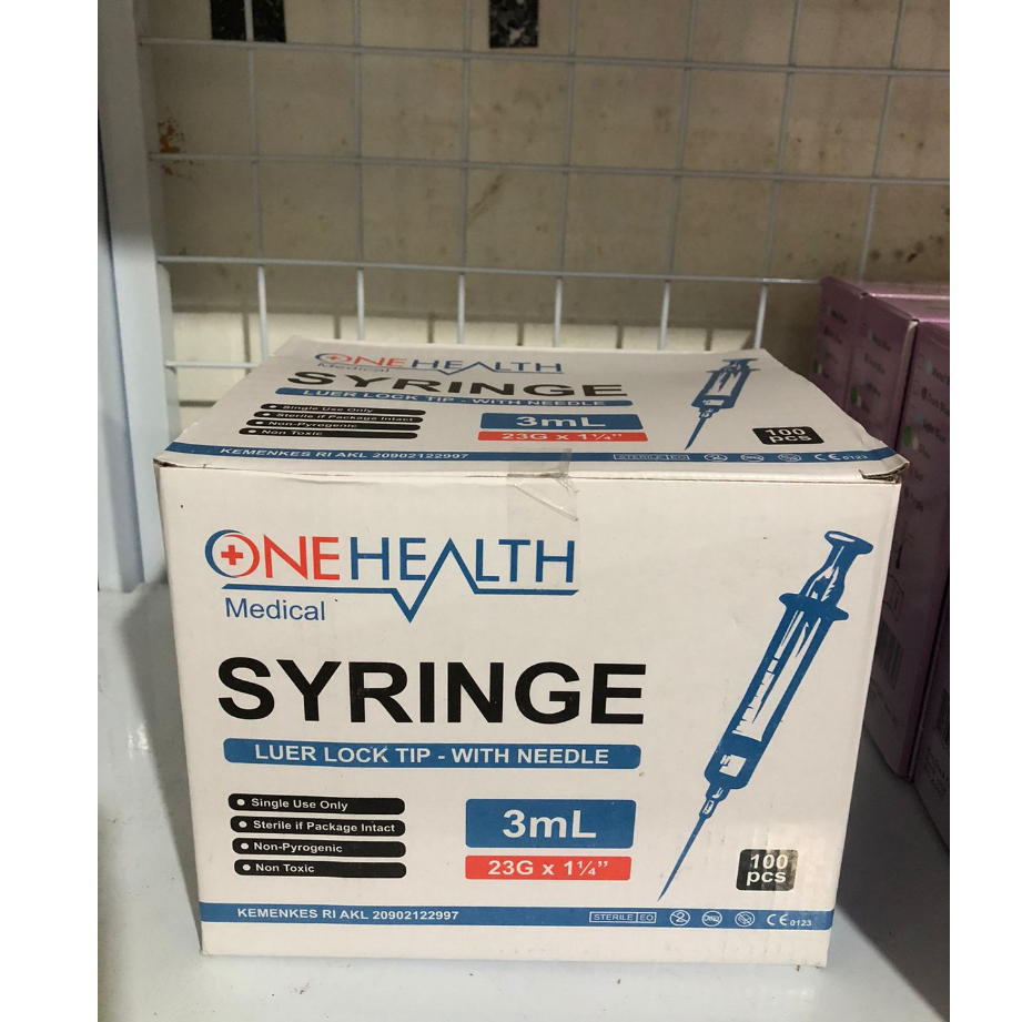 Spuit  Syringe  3 cc Onehealth  Per Box isi 100 Pcs