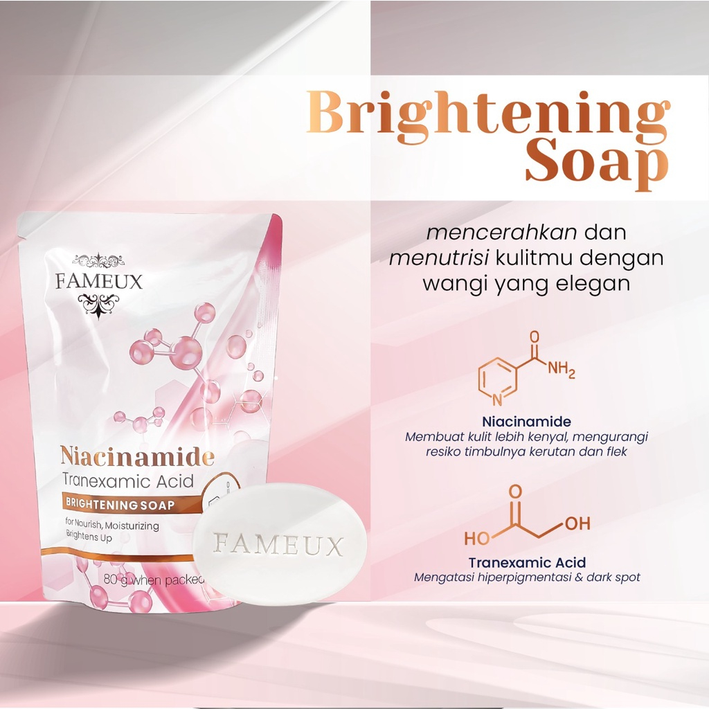 ❤ MEMEY ❤ FAMEUX Brightening Bar Soap 80g | Niacinamide + Tranexamic Acid