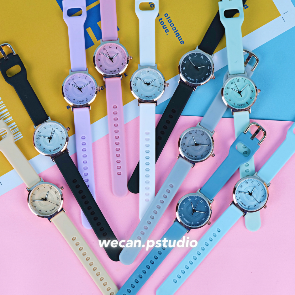 JAM TANGAN WANITA LALA FASHION ANALOG/JAM TANGAN CEWEK KULIT KEKINIAN TERMURAH TALI KARET