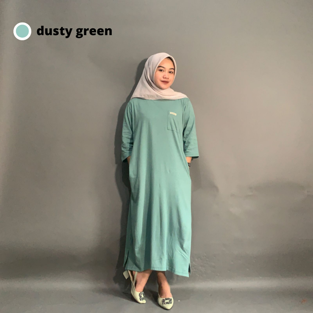 RAABIHA I Kyla Dress Shirt New Colour (Kaos Dress) | Mididress Kaos | Kaos Tunik