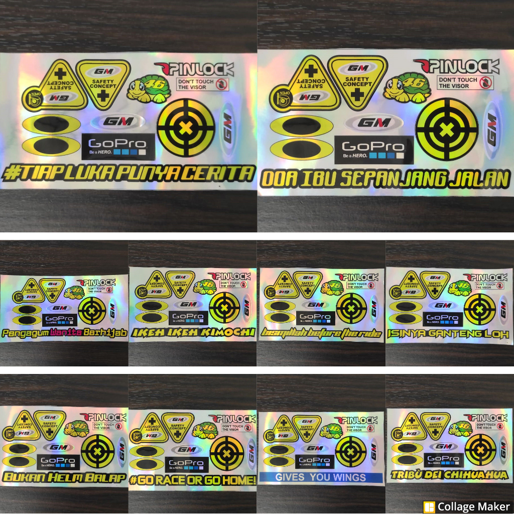 Stiker Kaca Helm | Stiker Set visor helm GM Hologram