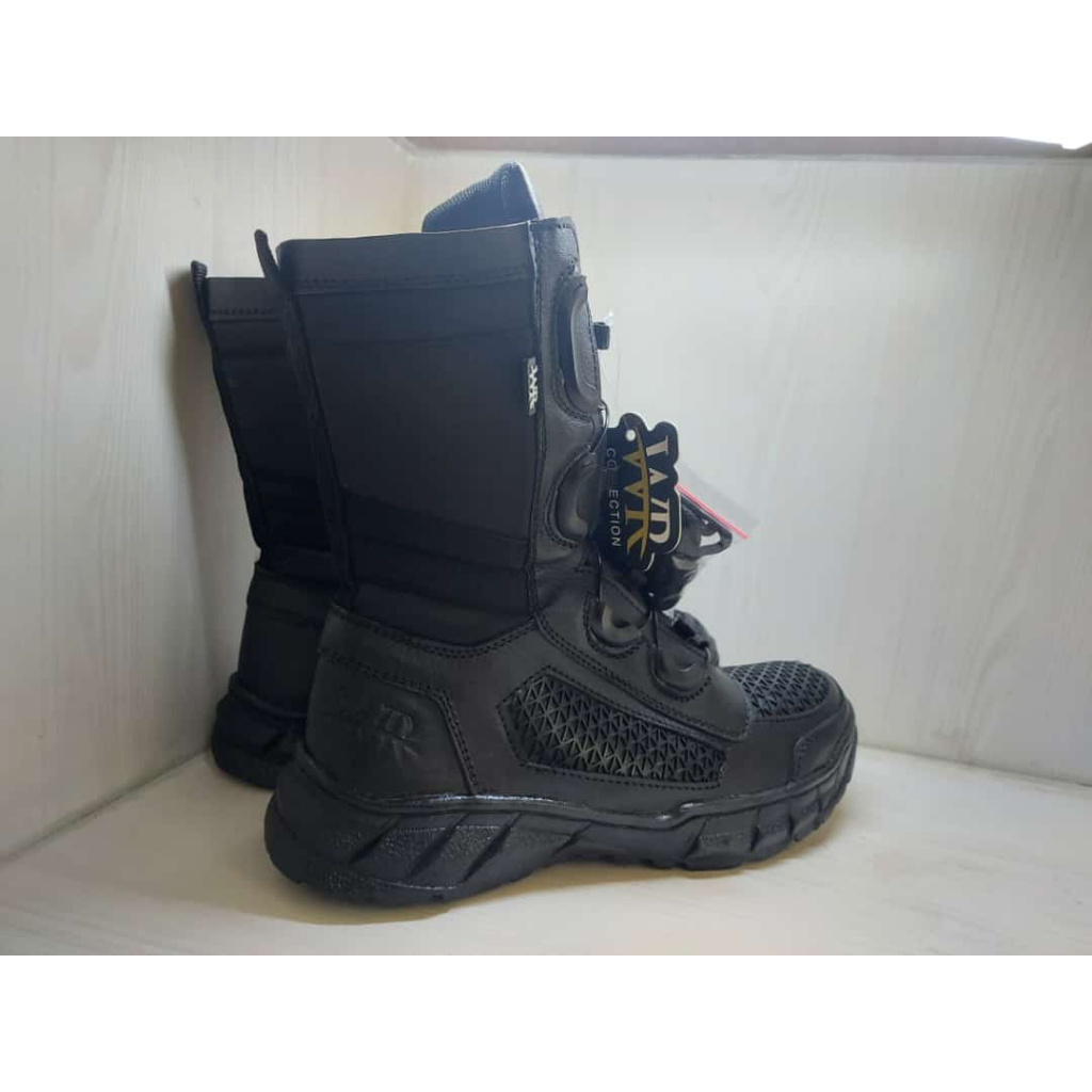 Sepatu PDL Tali Putar / Sepatu Lapangan WR / Tni-Polri-Polpp-Linmas Kulit Kombinasi Cordura
