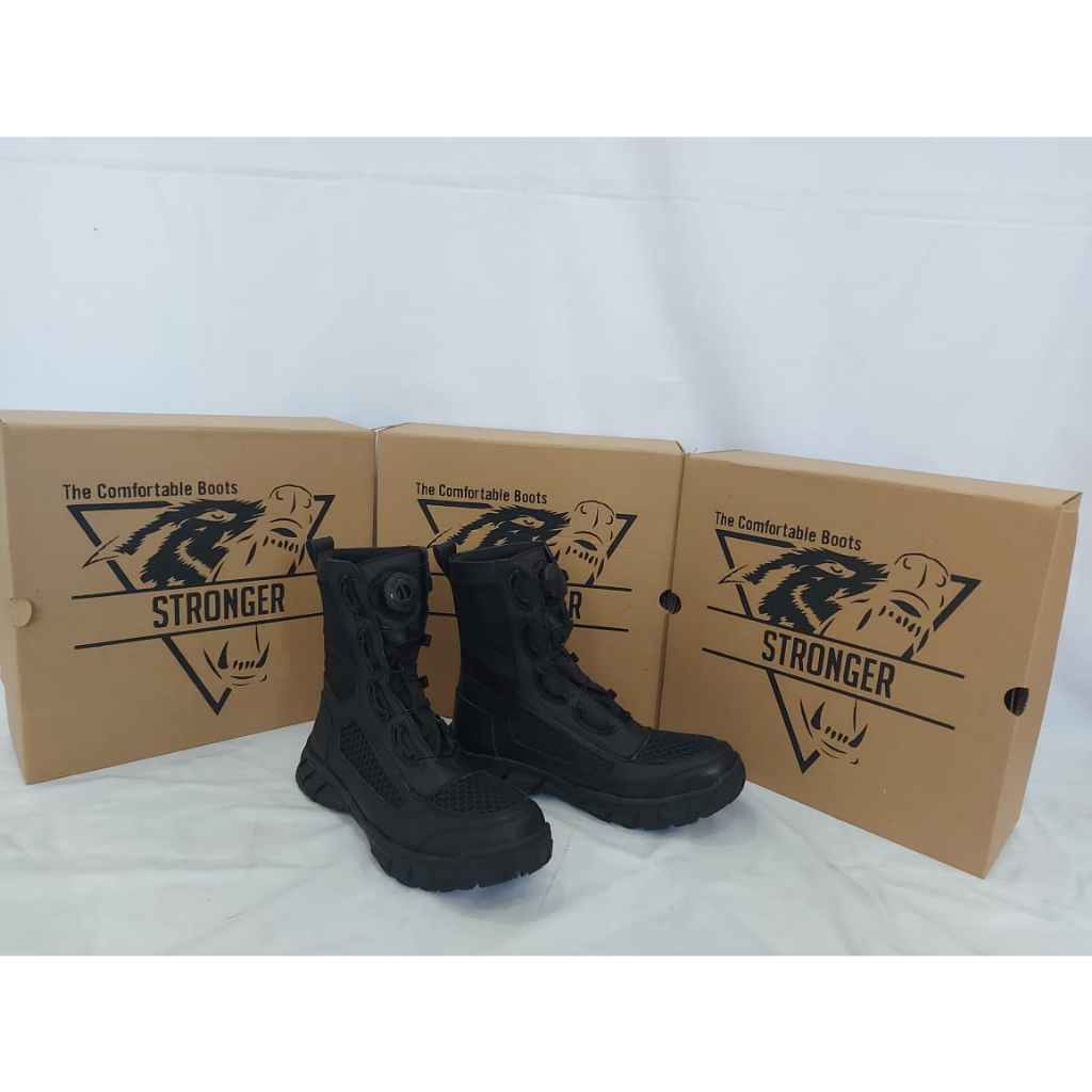 Sepatu PDL Tali Putar / Sepatu Lapangan WR / Tni-Polri-Polpp-Linmas Kulit Kombinasi Cordura