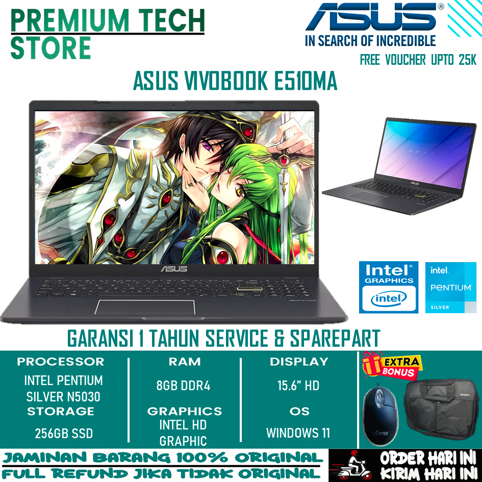 Laptop Asus Vivobook E510MA Intel Pentium Silver N5030 8Gb 512Gb 15 Windows 11 Home Original Murah