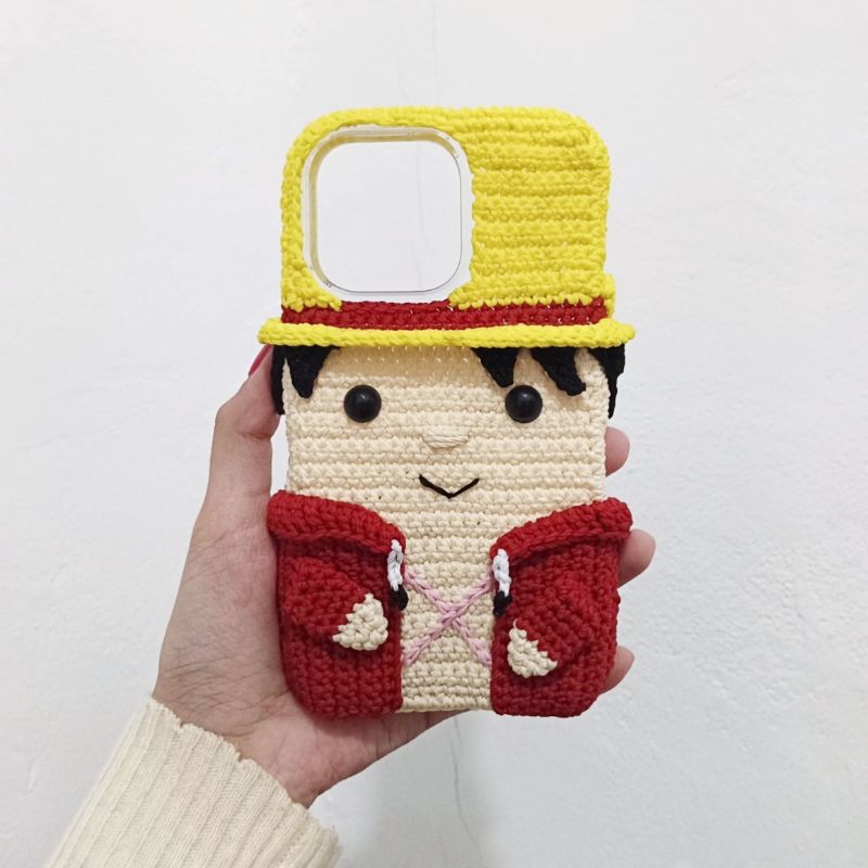 LUFFY (ONE PIECE) - Casing Rajut Custom | Case HP Rajut | CROCHET CASE | CUSTOM PHONE CASE | Handmad
