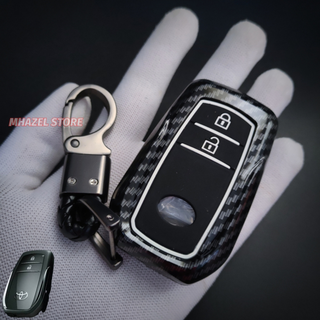 gantungan kunci case cover carbon remote keyless mobil toyota innova zenix venturer g/v