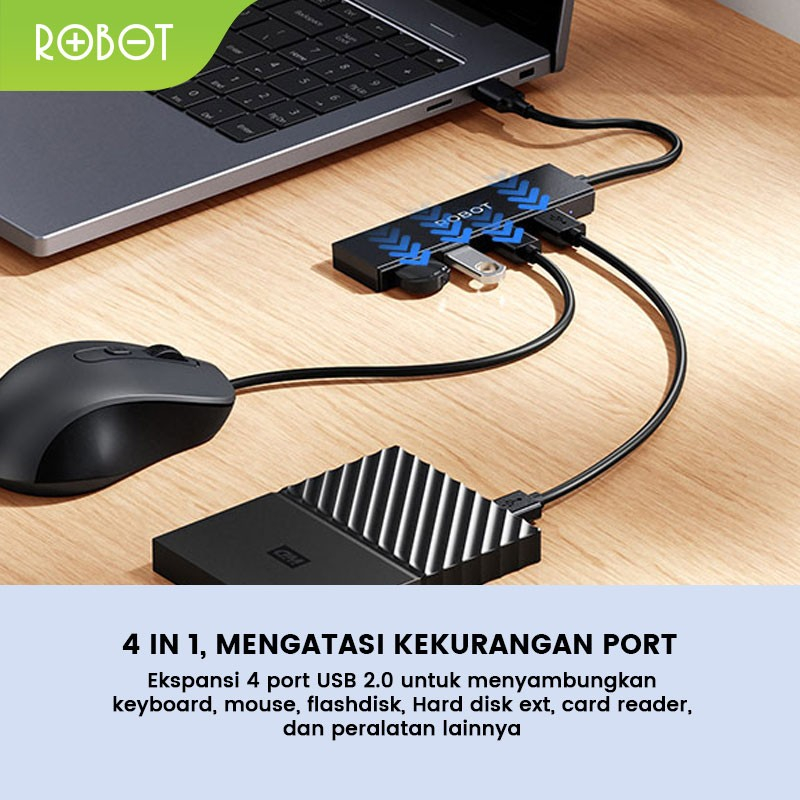 USB HUB ROBOT H130-80 4 PORTS 80CM PORTABLE MULTIFUNCTION