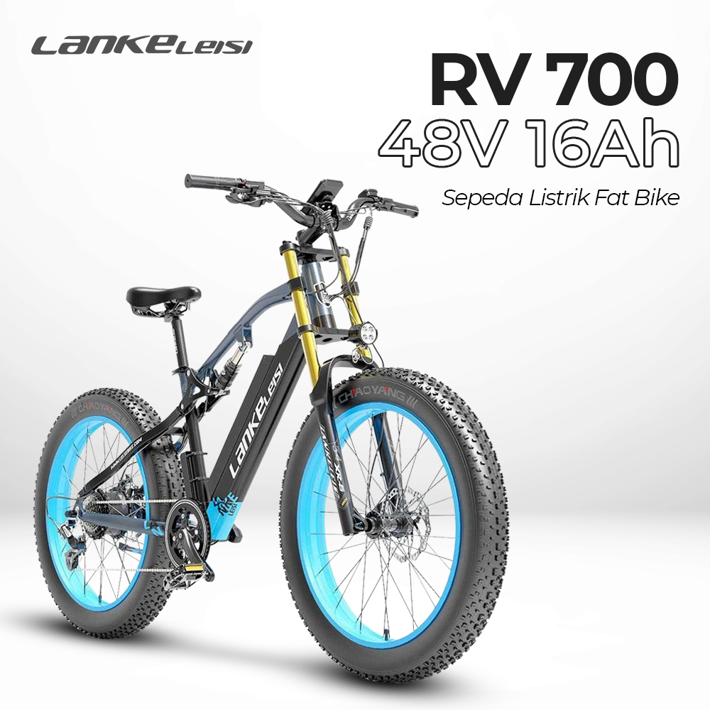 Lankeleisi Sepeda Listrik Fat Bike Tire 26x4 Inch 48V 16Ah 1000W - RV700 - Black/Blue