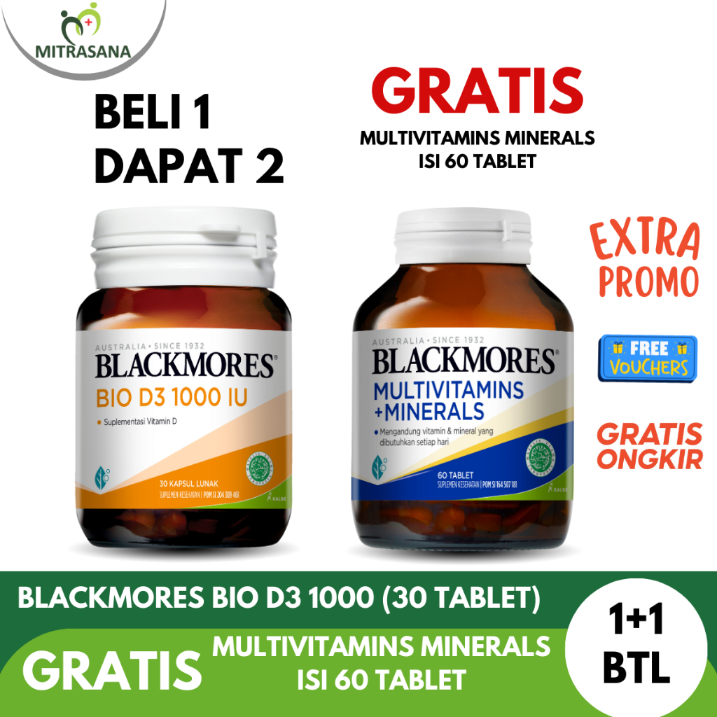 Blackmores Bio D3 Vitamin D3 30 Tablet Gratis Blackmores Multivitamins dan Minerals 60 Tablet