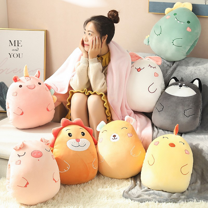 BONEKA BANTAL SELIMUT 2 IN 1 BALMUT TRAVEL BEDCOVER LIPAT ANAK KARAKTER LUCU