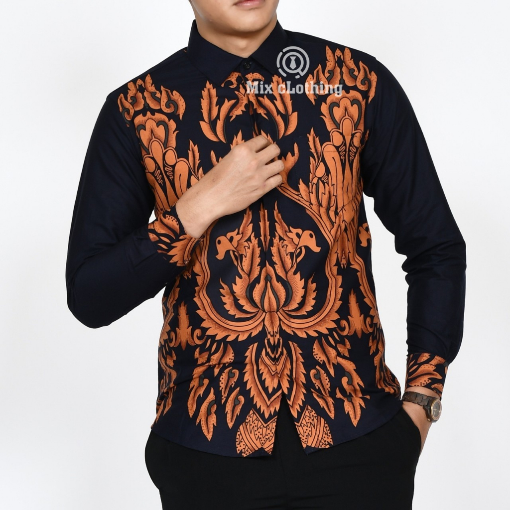 Baju Batik Pria Slimfit Kemeja Lengan Panjang Hem Slim Fit LBL 2109