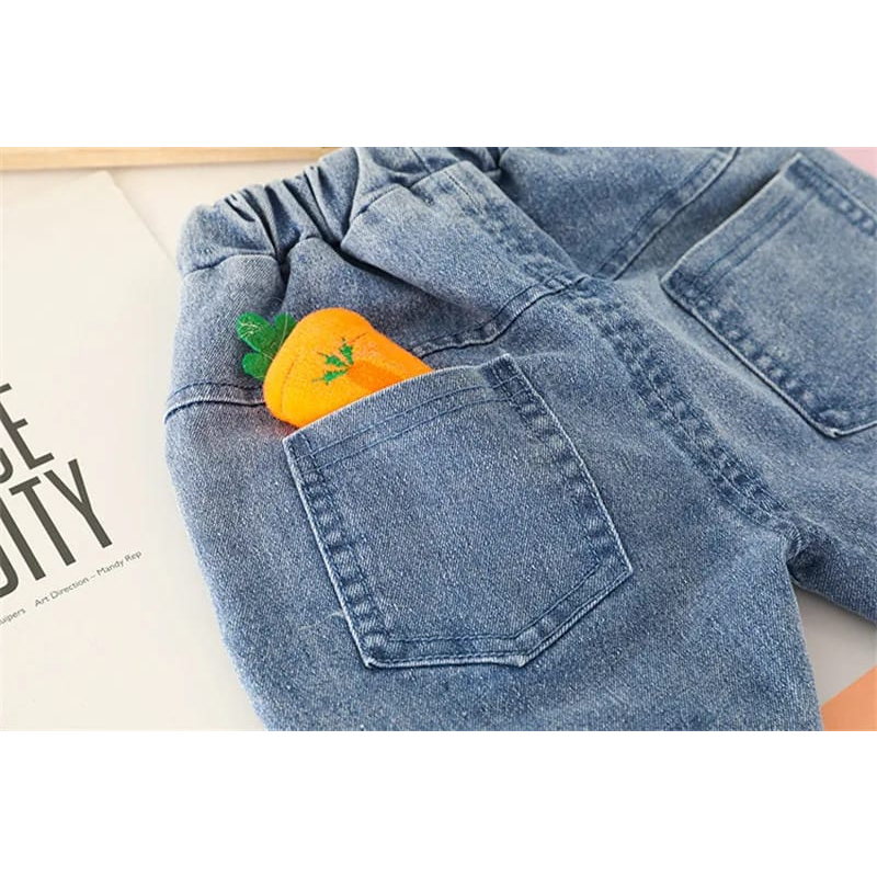 Setelan lengan panjang anak perempuan motif PITA GREEN usia 6 bulan - 5 tahun celana jeans import/ baju bayi premium ala korea