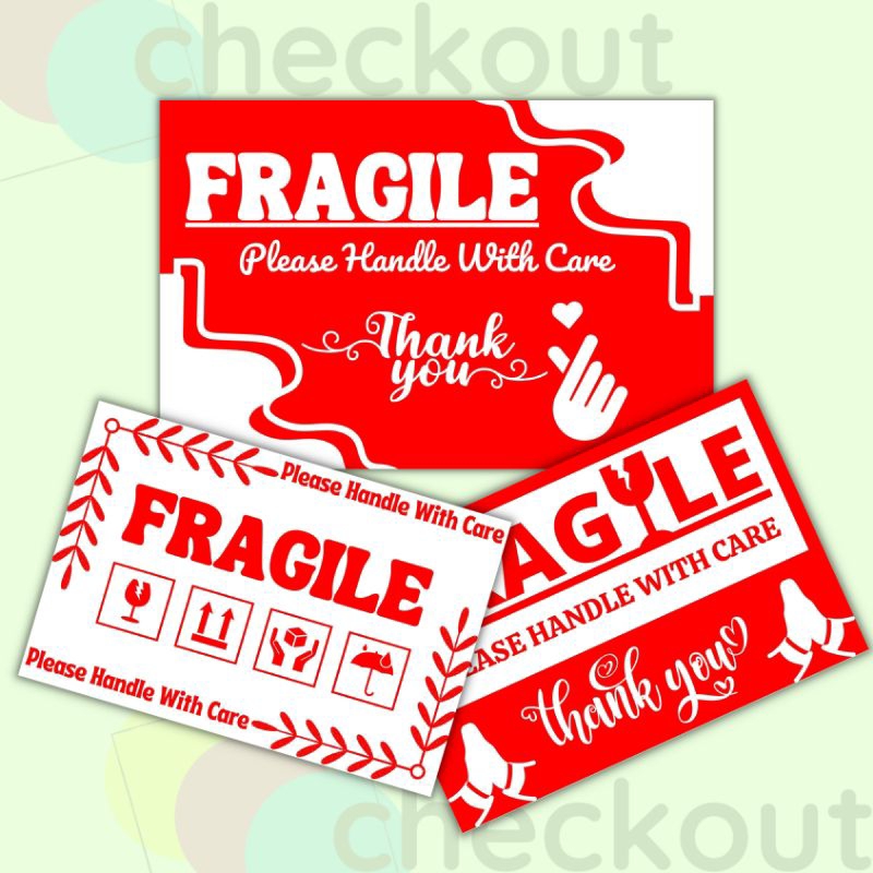 

Stiker Fragile label pengiriman Handle with care