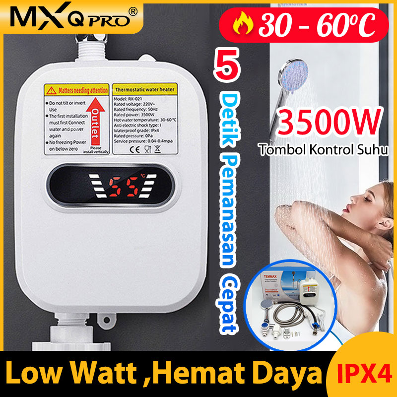 pemanas air listrik water heater mandi low watt portable kamar alat mesin minum 5 detik sudah panas 