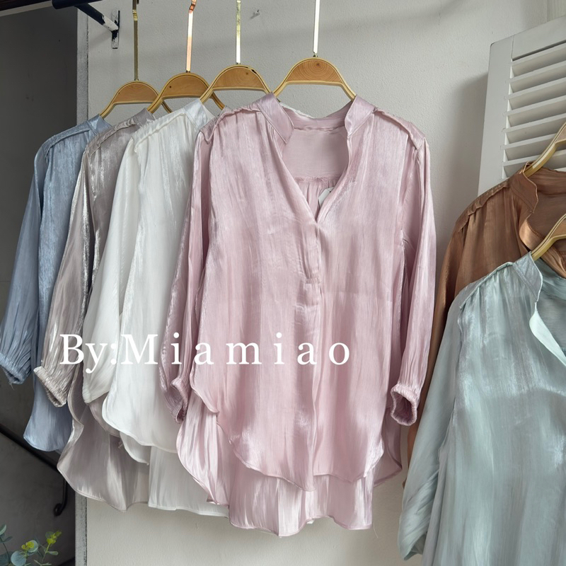 FLOWY BLOUSE VINTAGE KOREAN STYLE / OLLA BLOUSE / Barbara Silk / Shimmer Shirt